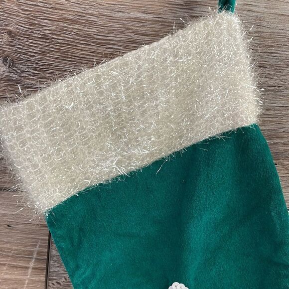 Old Navy Christmas Velvet Stockings Sequin Santa Rocking Reindeer Holiday Green - Picture 5 of 7
